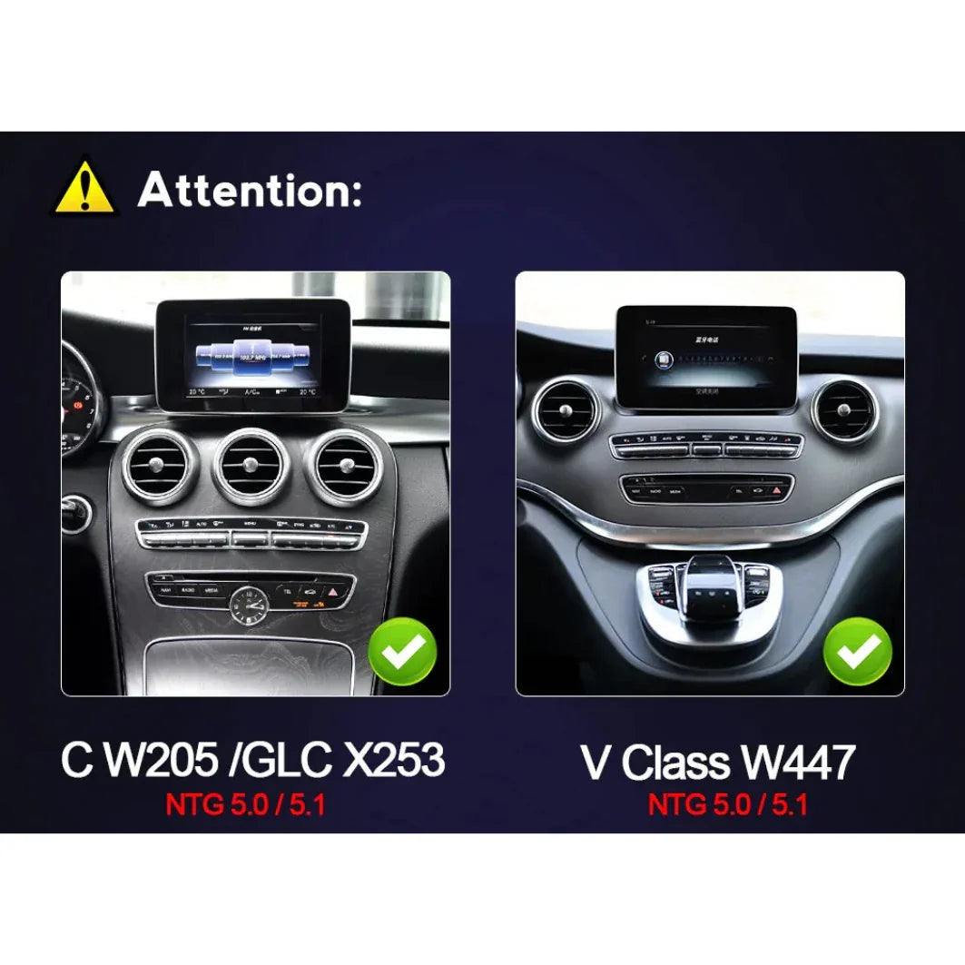 Mercedes C Class GLC V-Class Vito 2014-2019 W205 X253 W446 Android 13 Autoradio CarPlay & Android Auto - TechVoyage