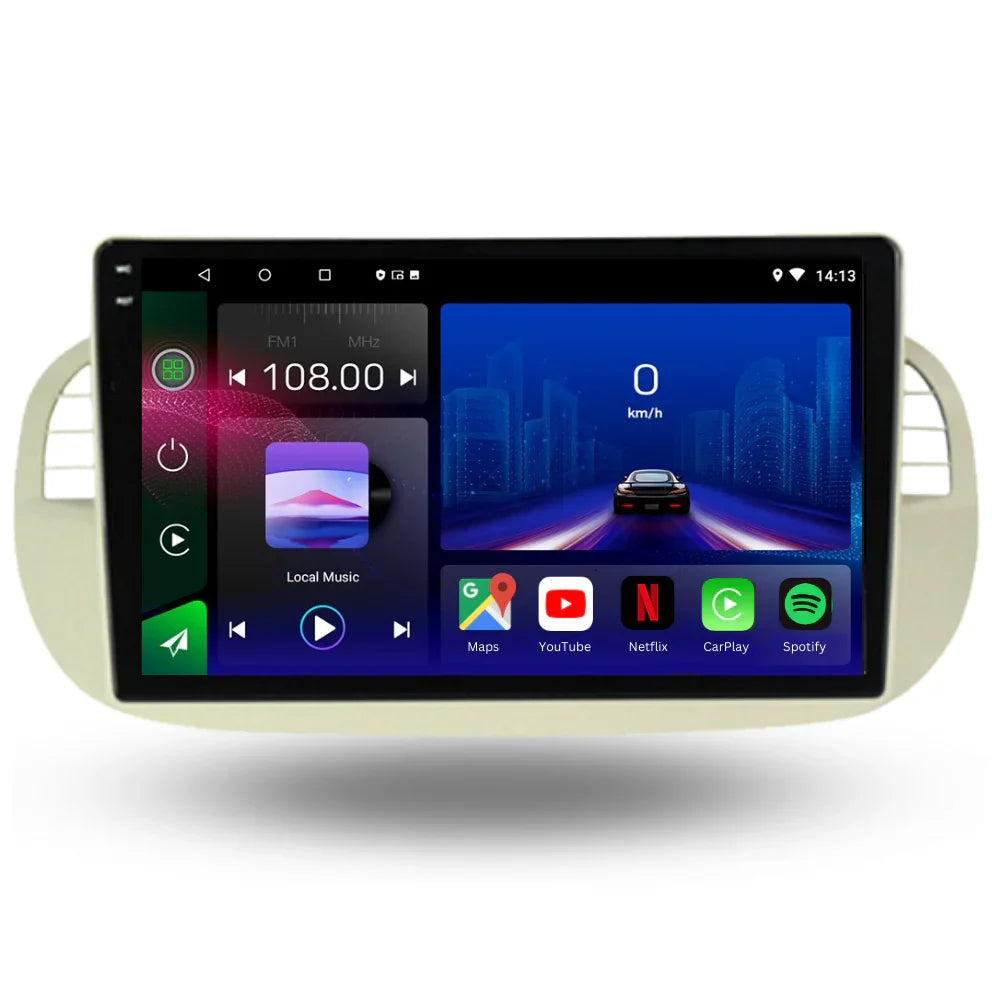 FIAT 500 | 2007-2015 | Android 13 Autoradio | Apple CarPlay | Android Auto - TechVoyage