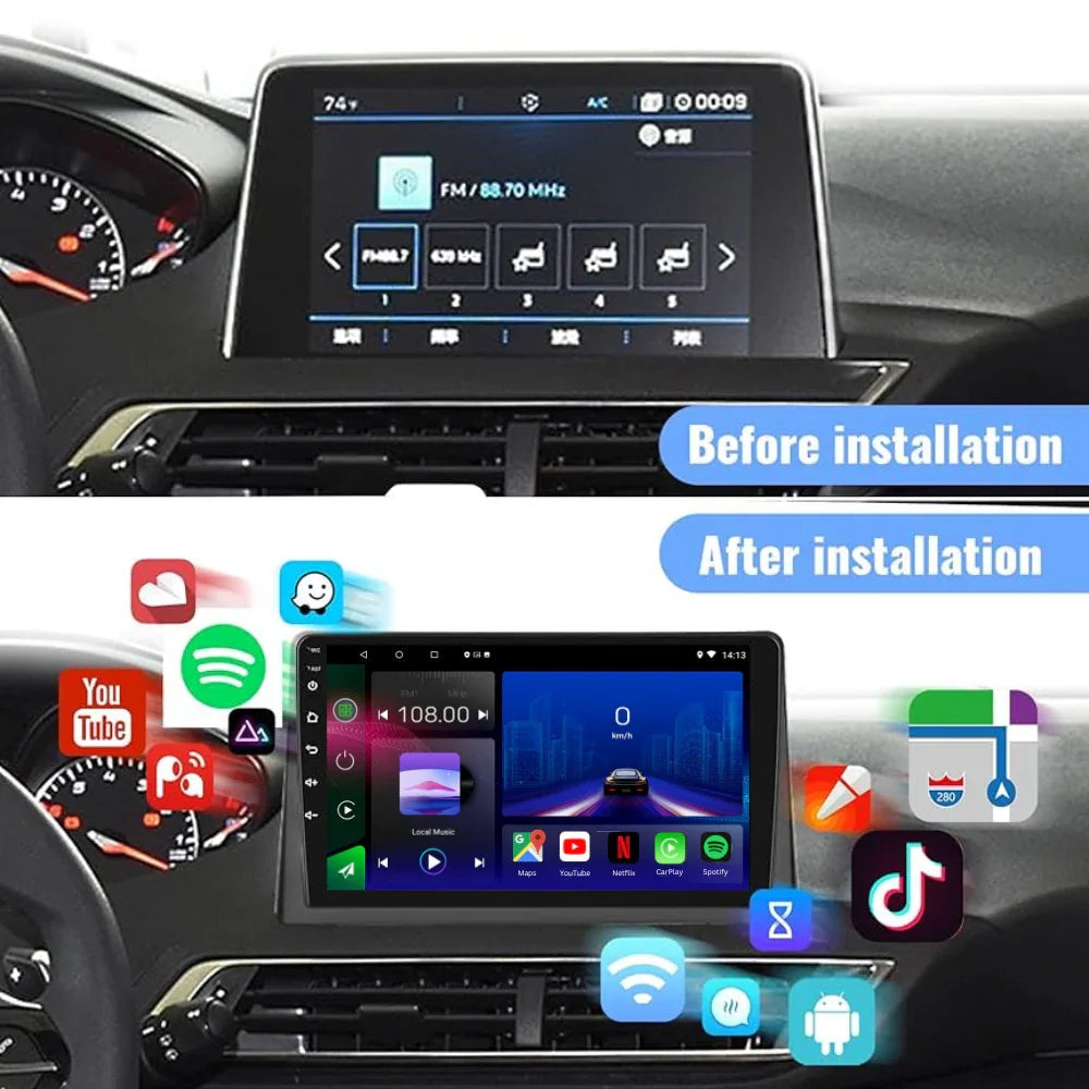 Peugeot 3008 | 4008 | 5008 | 2017-2020 | Android 13 Autoradio | Apple CarPlay | Android Auto - TechVoyage